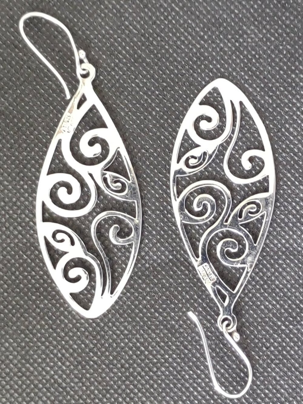 Filigree Earrings Pierced - Sterling Silver 2.25 x 1" ATI 925 Mexico